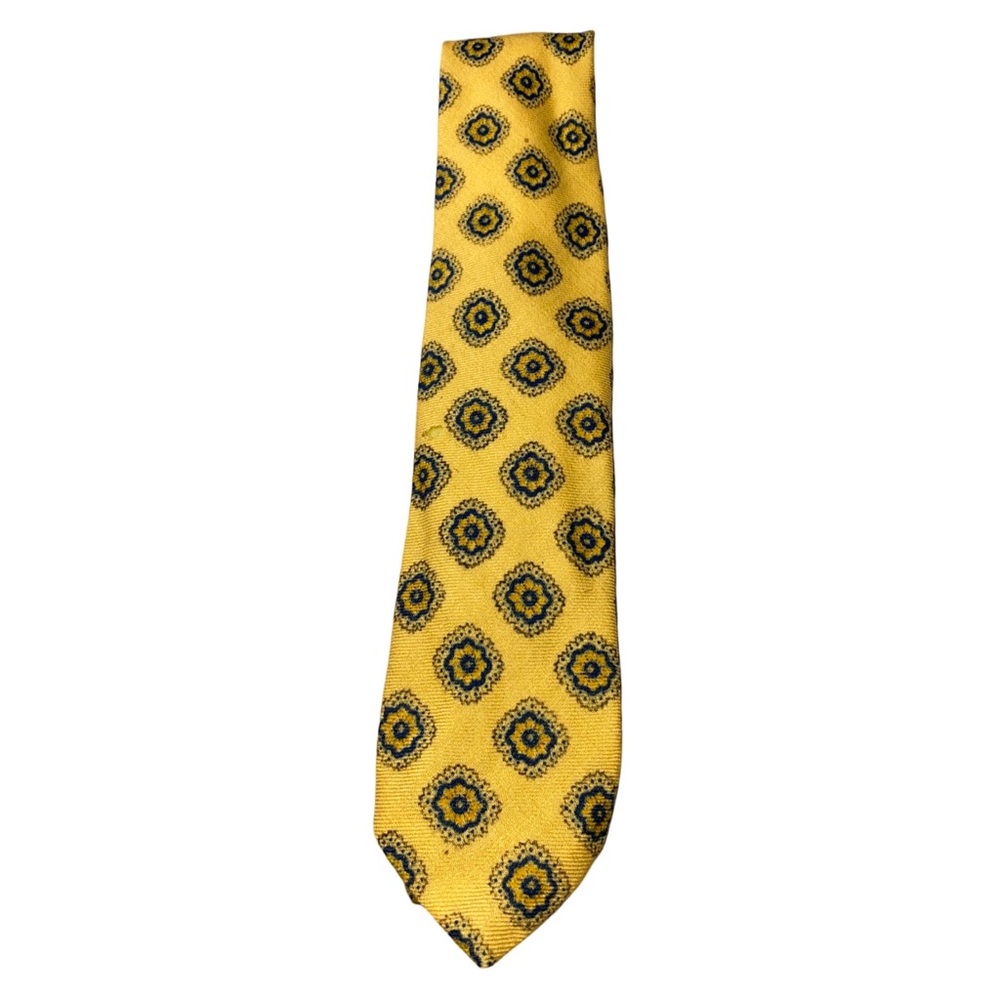 Brooks Brothers Makers All Wool woven hand block printed in England mandala tie - Picture 5 of 5